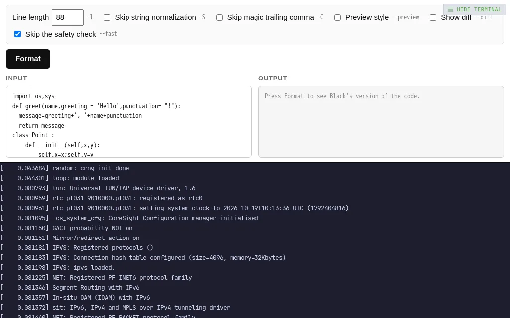 Black running in your browser