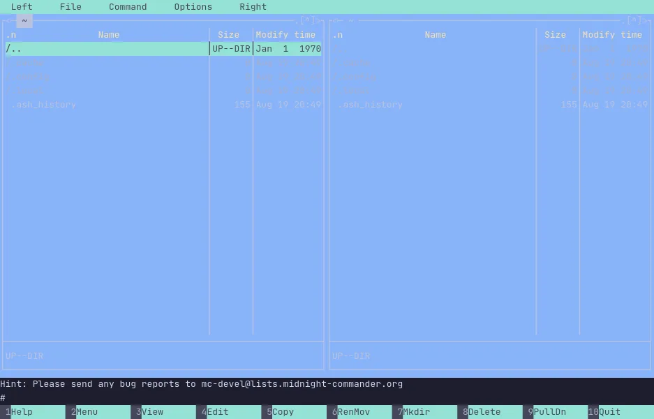 Midnight Commander running in your browser