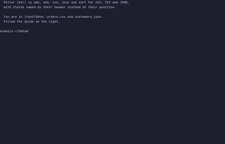 Miller running in your browser