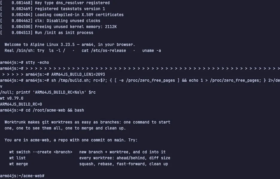 Worktrunk running in your browser